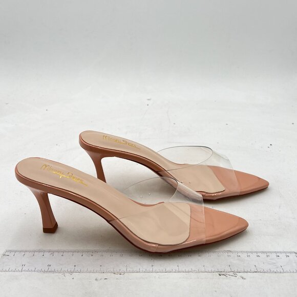 Cream Kitten Heel Sandals with Transparent Strap - Picture 3 of 7